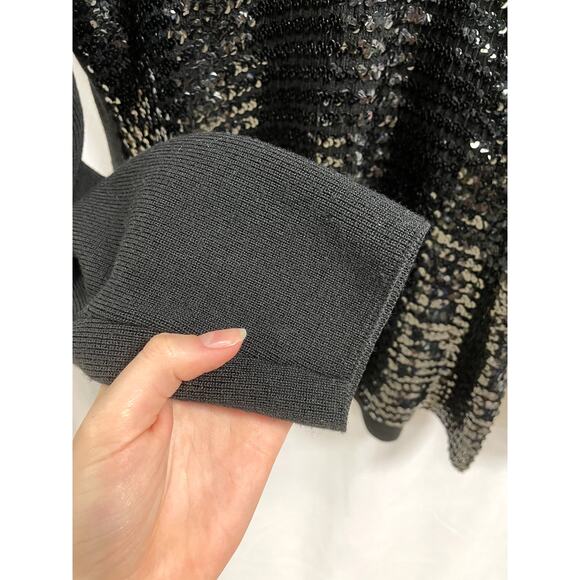 Vintage YSL YVES SAINT LAURENT Sequin Scoop Neck Knit Sweater Black Women's M/L - Picture 4 of 9